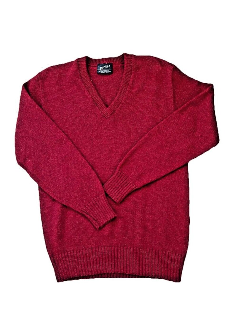 Vtg Puritan Men's Size L Pullover Sweater Red Aquamatic Wool Blend Made in USA